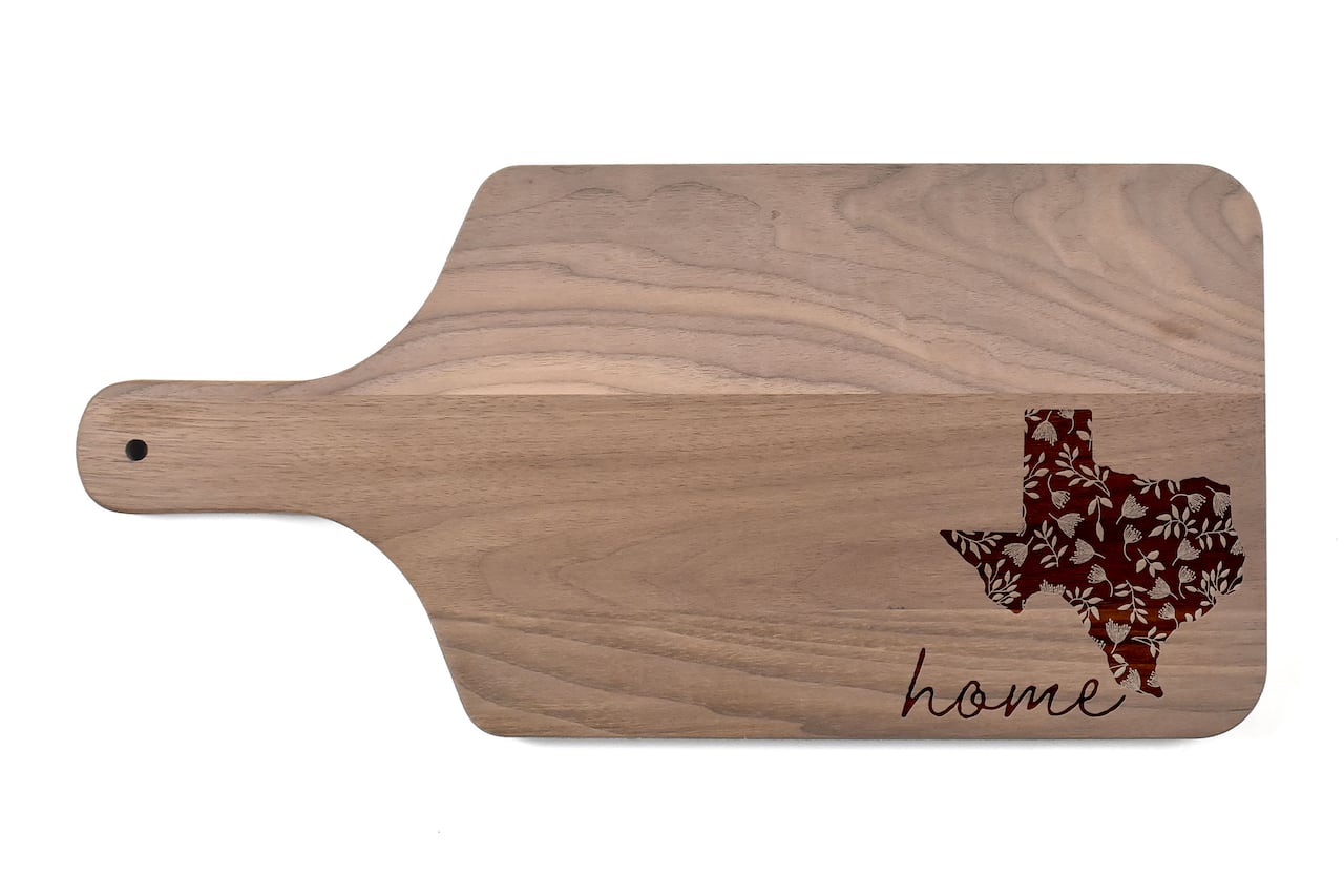 17" Floral Home State Walnut Paddle Cutting Board